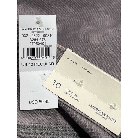 NWT AMERICAN EAGLE Mom Jean Sz 10R Gray/Pink High Rise Ripped #504016 - Picture 4 of 5